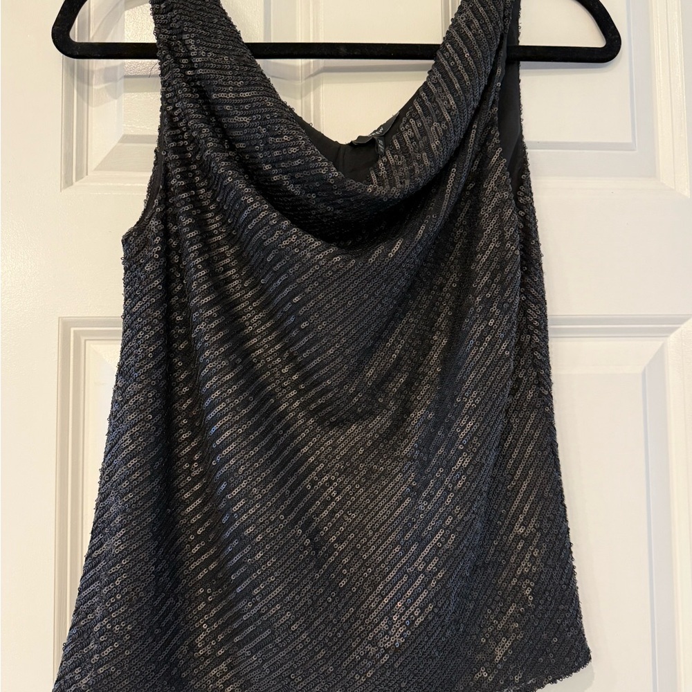 DREW Black Sequined Cowl Neck Camisole